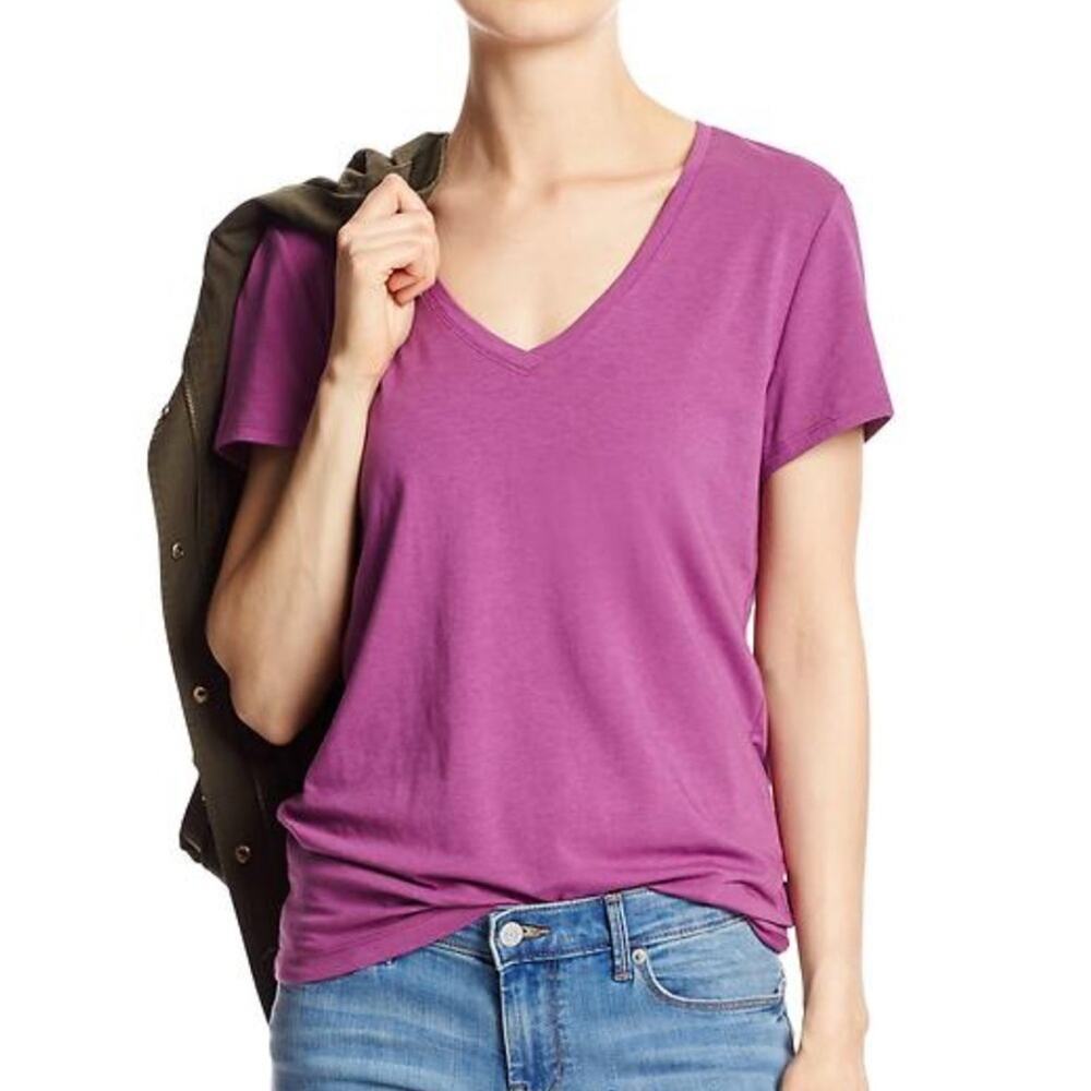 American Eagle Outfitters Women's Short Sleeve V-Neck Tee - Plum
